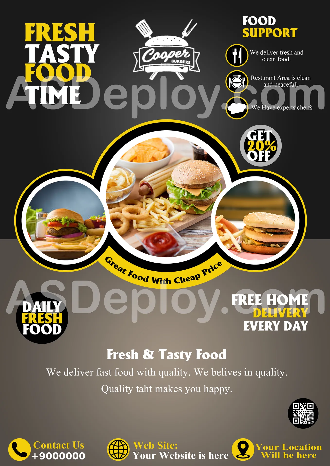 Black Fast Food Brochure